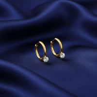 18K Gold Plated White Zircon Hoop Earrings - RACHIVA