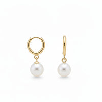 18K Gold Plated Pearl Drop Hoop Earrings - RACHIVA