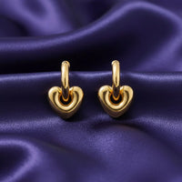 18K Gold Plated Puffy Heart Earrings - RACHIVA