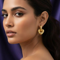 18K Gold Plated Puffy Heart Earrings - RACHIVA