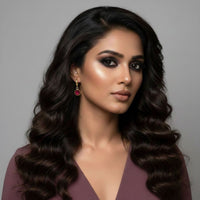 18K Gold Plated Ruby Red Zircon Drop Hoop Earrings