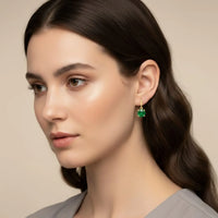 18K Gold Plated Green Zircon Hook Drop Earrings - RACHIVA