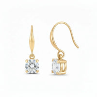18K Gold Plated White Zircon Hook Drop Earrings - RACHIVA