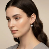 18K Gold Plated White Zircon Hook Drop Earrings - RACHIVA