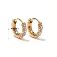 18K Gold Plated White Zircon Pave Hoop Earrings