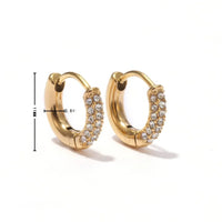 18K Gold Plated White Zircon Pave Hoop Earrings - RACHIVA