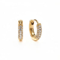 18K Gold Plated White Zircon Pave Hoop Earrings
