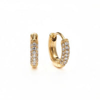 18K Gold Plated White Zircon Pave Hoop Earrings - RACHIVA