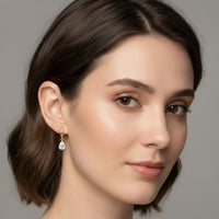 18K Gold Plated White Zircon Pear Drop Hoop Earrings