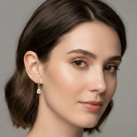 18K Gold Plated White Zircon Pear Drop Hoop Earrings - RACHIVA