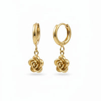 18K Gold Plated Rose Knot Hoop Drop Earrings - RACHIVA