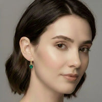 18K Gold Plated Green Heart Drop Hoop Earrings - RACHIVA
