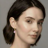 18K Gold Plated Pink Teardrop Zircon Hoop Earrings - RACHIVA
