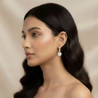 18K Gold Plated White Zircon Heart Drop Hoop Earrings