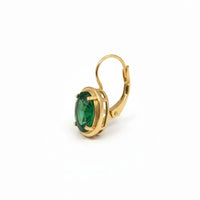 18K Gold Plated Green Zircon Oval Drop Earrings - RACHIVA
