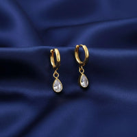18K Gold Plated Teardrop Zircon Hoop Earrings - RACHIVA