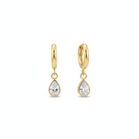18K Gold Plated Teardrop Zircon Hoop Earrings