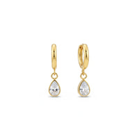 18K Gold Plated Teardrop Zircon Hoop Earrings - RACHIVA