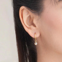 18K Gold Plated Teardrop Zircon Hoop Earrings - RACHIVA