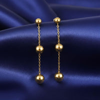 18K Gold Plated Triple Ball Drop Chain Earrings