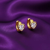 18K Gold Plated Heart Zircon Huggie Earrings - RACHIVA