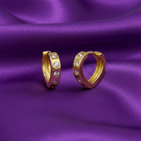 18K Gold Plated Round Zircon Hoop Earrings - RACHIVA