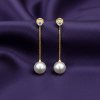 18K Gold Plated Pearl Drop Zircon Earrings - RACHIVA