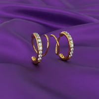 18K Gold Plated Zircon Curved Hoop Earrings