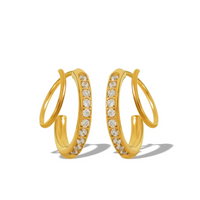 18K Gold Plated Zircon Curved Hoop Earrings