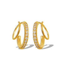 18K Gold Plated Zircon Curved Hoop Earrings - RACHIVA