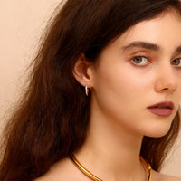 18K Gold Plated Zircon Curved Hoop Earrings - RACHIVA