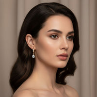 18K Gold Plated Zircon Drop Hoop Earrings