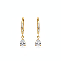 18K Gold Plated Zircon Drop Hoop Earrings