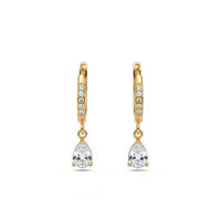 18K Gold Plated Zircon Drop Hoop Earrings - RACHIVA