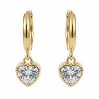 18K Gold Plated Heart Zircon Hoop Earrings - RACHIVA