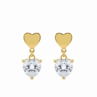 18K Gold Plated Heart Zircon Drop Stud Earrings - RACHIVA