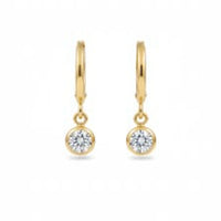 18K Gold Plated Solitaire Zircon Drop Hoop Earrings - RACHIVA