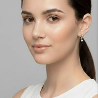 18K Gold Plated Solitaire Zircon Drop Hoop Earrings - RACHIVA