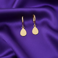 18K Gold Plated Minimal Teardrop Drop Hoop Earrings - RACHIVA