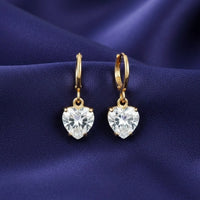18K Gold Plated Classic Heart Zircon Drop Earrings - RACHIVA