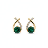 18K Gold Plated Emerald Curve Stud Earrings - RACHIVA