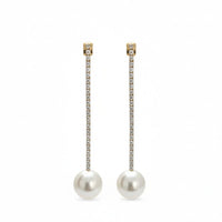 18K Gold Plated Pearl Drop Bar Earrings - RACHIVA