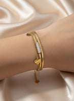 18K Gold Plated Heart Charm Baguette Bracelet - RACHIVA