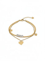 18K Gold Plated Heart Charm Baguette Bracelet - RACHIVA