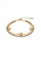 18K Gold Plated Dual Heart Tennis Bracelet - RACHIVA