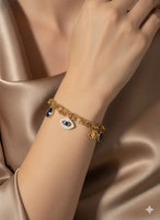 18K Gold Plated Evil Eye Blue Charm Bracelet - RACHIVA