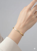 18K Gold Plated Sleek Zircon Bangle Bracelet - RACHIVA