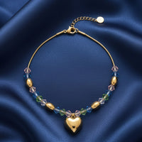 18K Gold Plated Multicolor Bead Heart Bracelet - RACHIVA