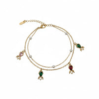 18K Gold Plated Pearl & Stone Charm Bracelet - RACHIVA
