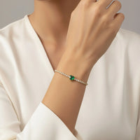 18K Gold Plated Green Heart Tennis Bracelet - RACHIVA